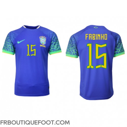 Maillot de foot Brésil Fabinho #15 Extérieur vêtements Monde 2022 Manches Courtes